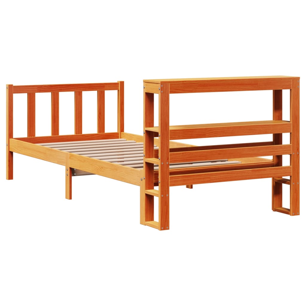 vidaXL Cadre de lit avec tête de lit sans matelas cire marron 75x190cm