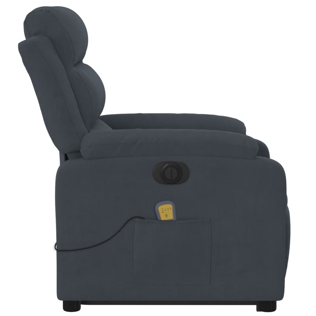 vidaXL Fauteuil inclinable de massage électrique gris foncé velours