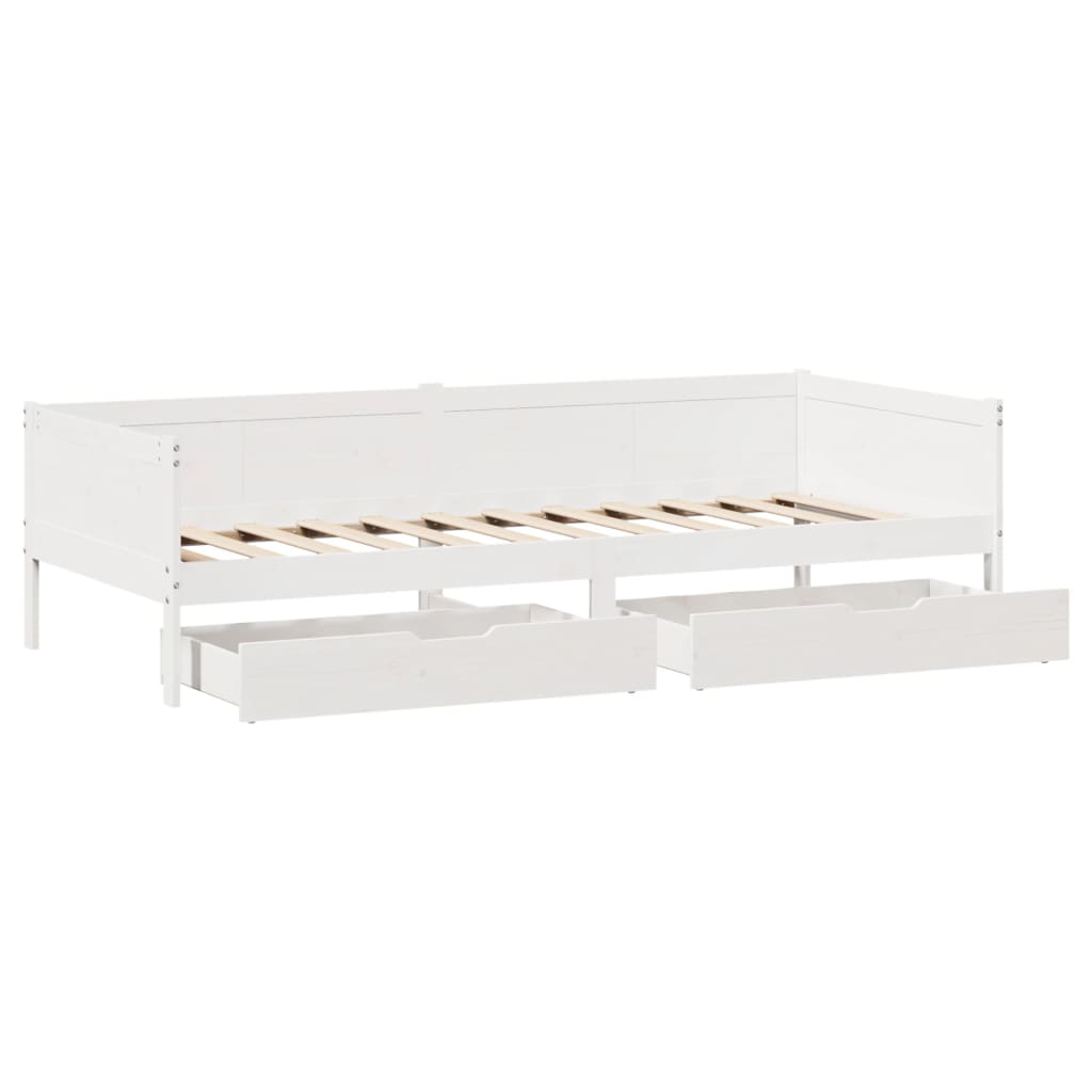 vidaXL Lit de jour avec tiroirs blanc 90x190 cm bois de pin massif