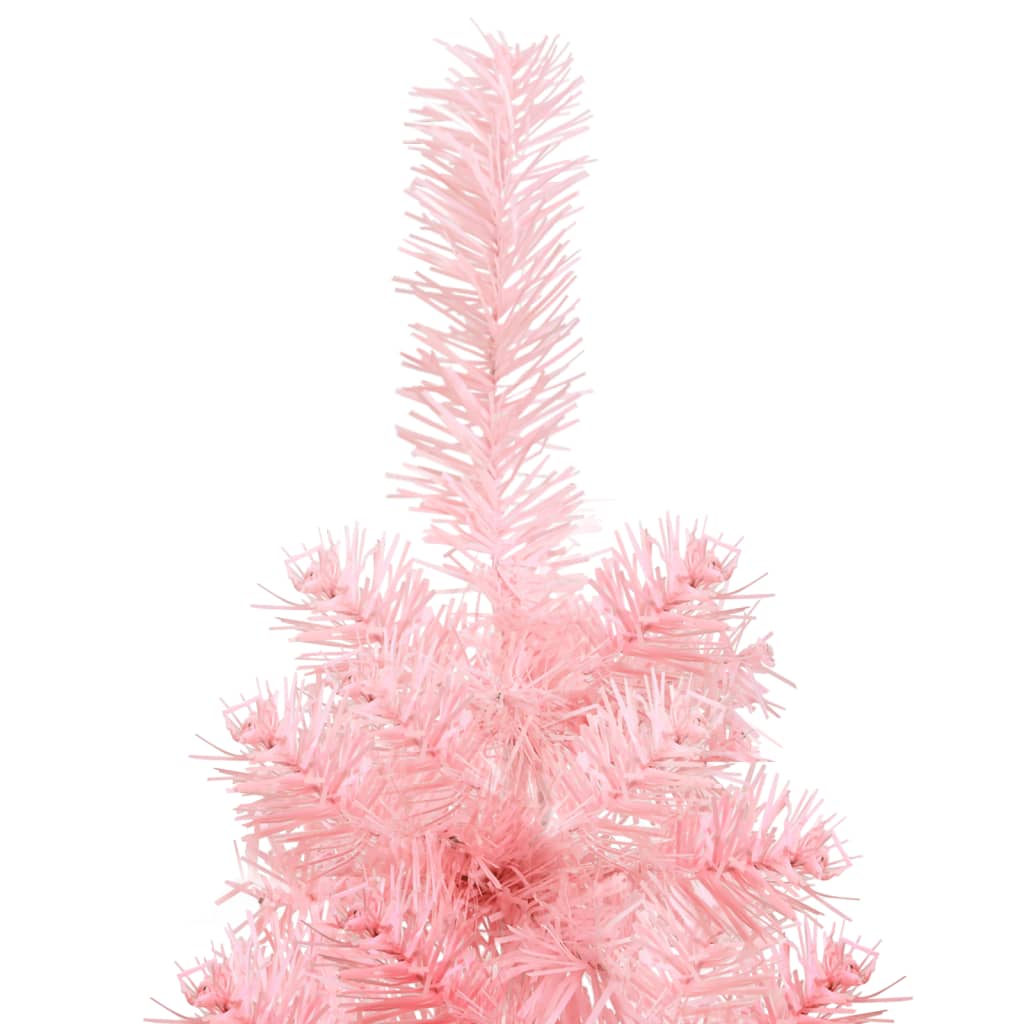 vidaXL Demi sapin de Noël artificiel mince avec support Rose 120 cm