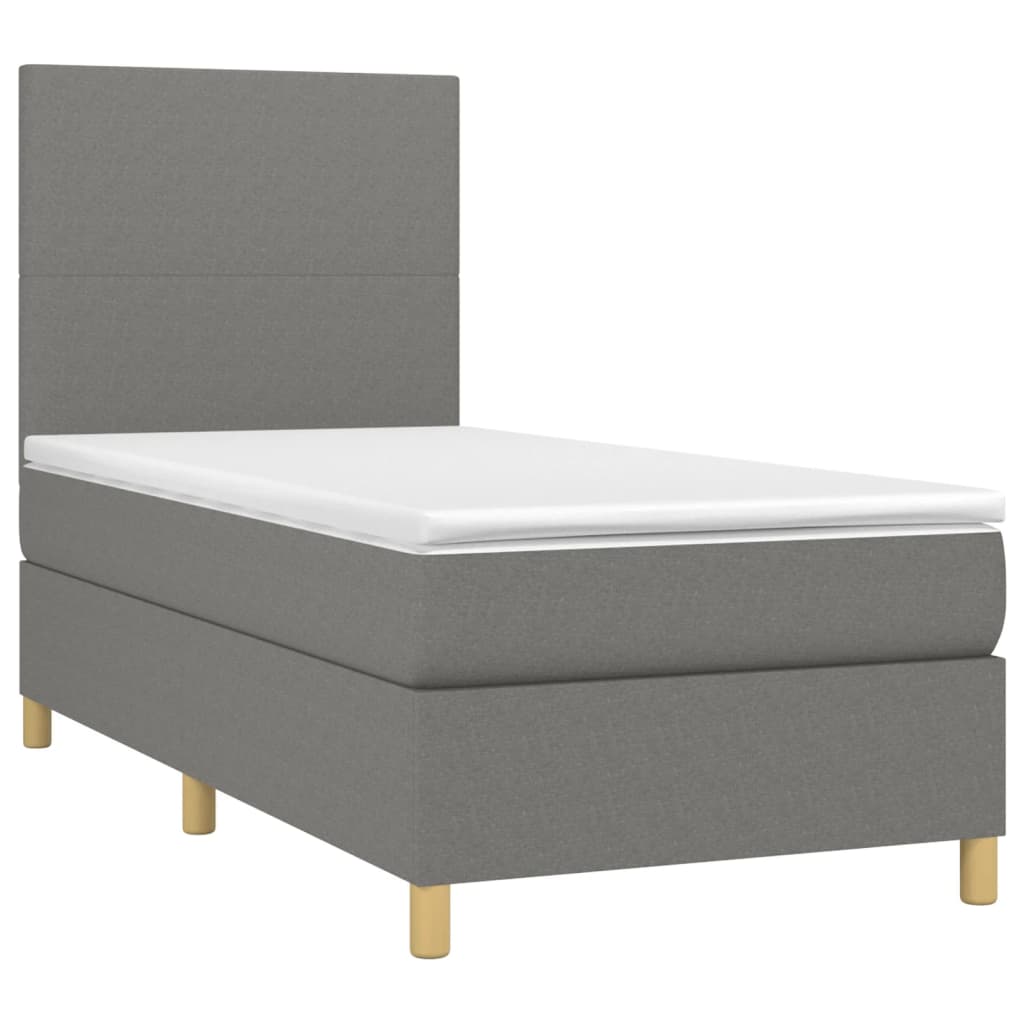 vidaXL Sommier à lattes de lit avec matelas et LED Gris foncé 90x200cm