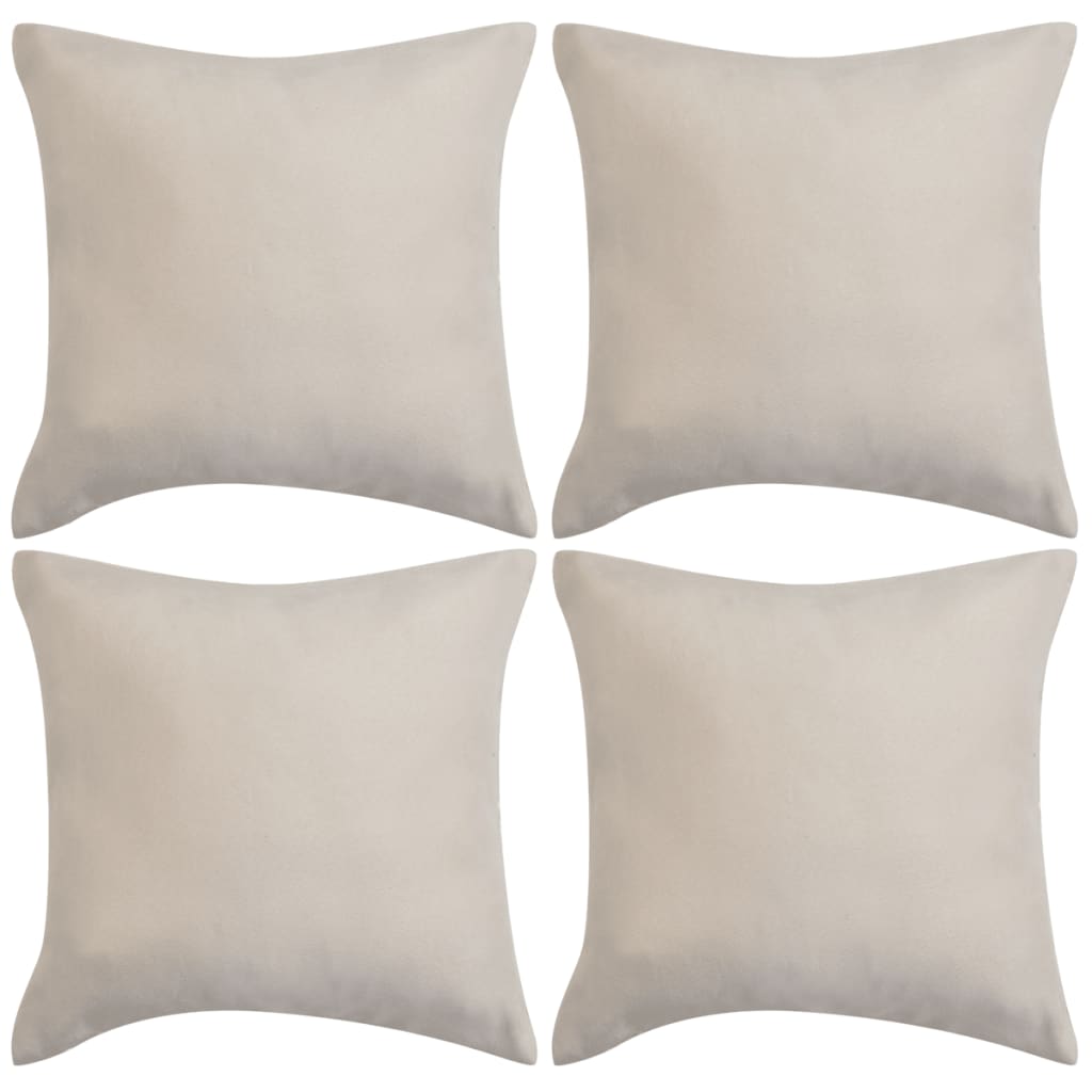 vidaXL Housse de coussin 4 pcs 40 x 40 cm Polyester Faux Daim Beige