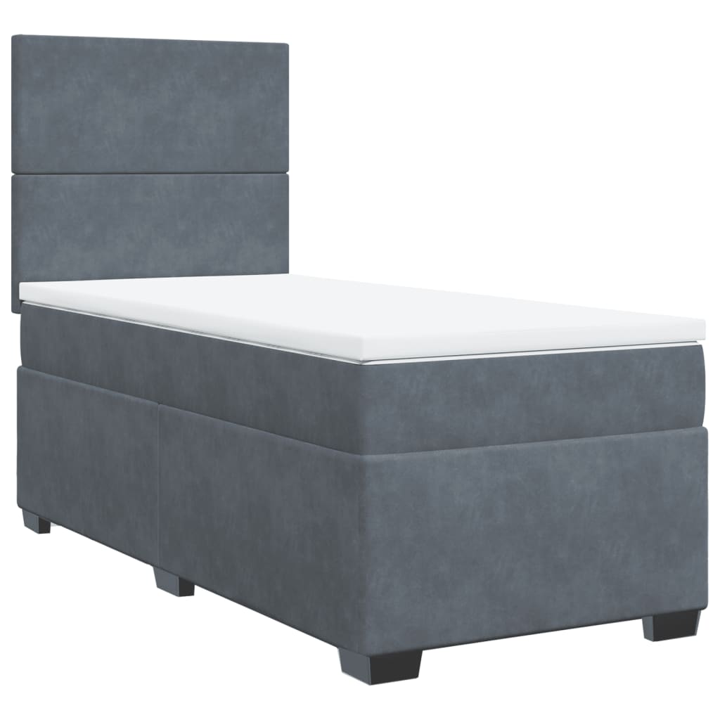 vidaXL Sommier à lattes de lit et matelas Gris foncé 90x190 cm Velours