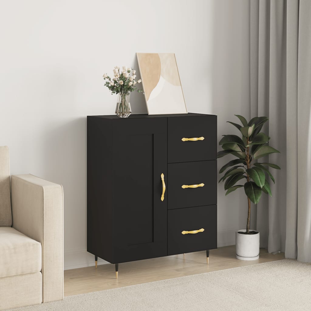 vidaXL Buffet noir 69,5x34x90 cm bois d'ingénierie