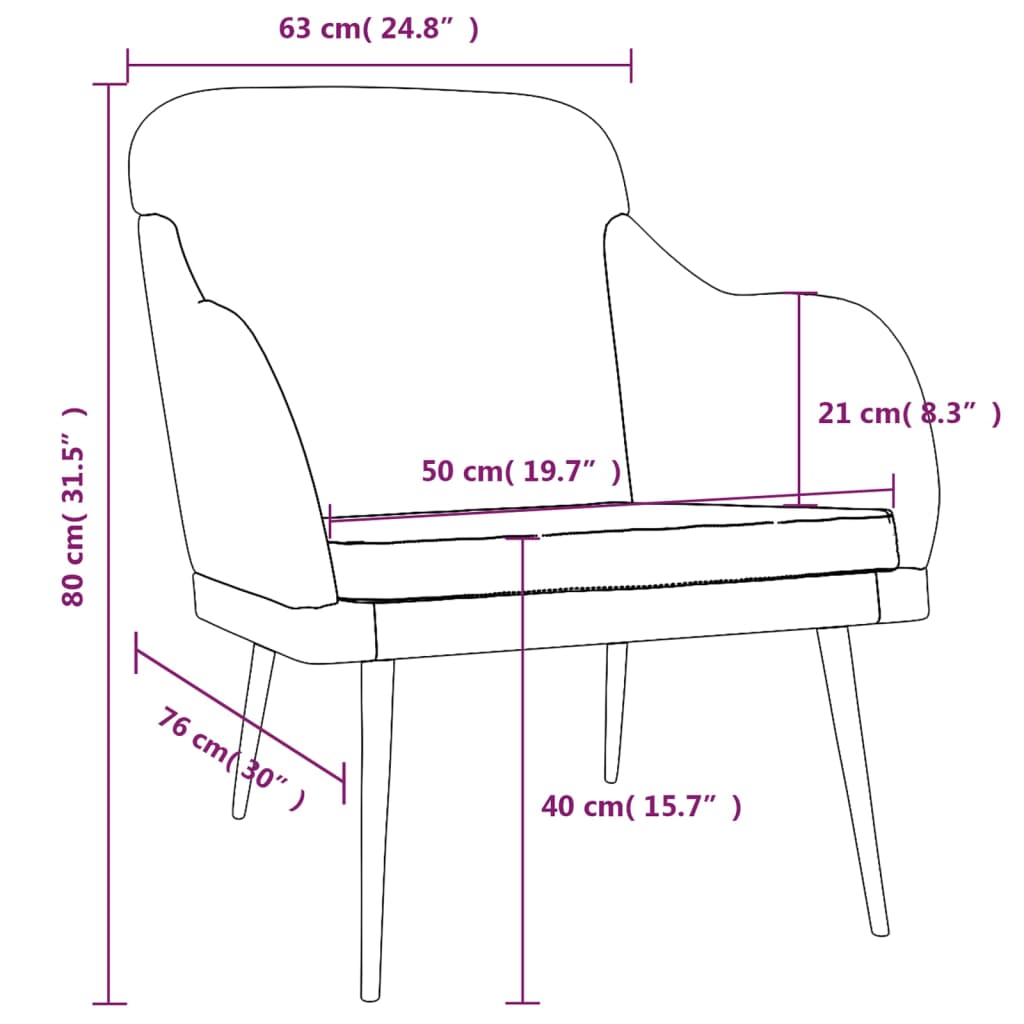 vidaXL Fauteuil Noir 63x76x80 cm Velours