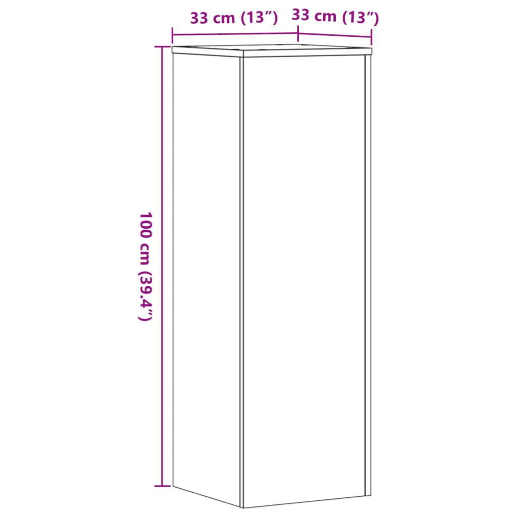 vidaXL Support pour plantes sonoma gris 33x33x100 cm bois d'ingénierie