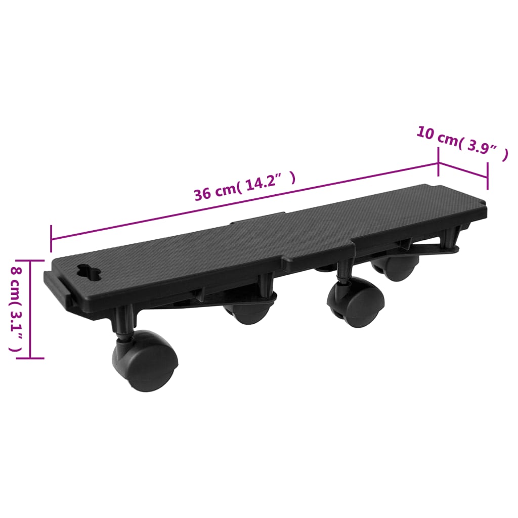 vidaXL Chariots de déménagement à 4 roues 10 pcs noir PP 170 kg