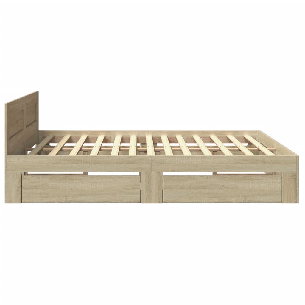 vidaXL Cadre de lit tête de lit sans matelas chêne sonoma 200x200 cm