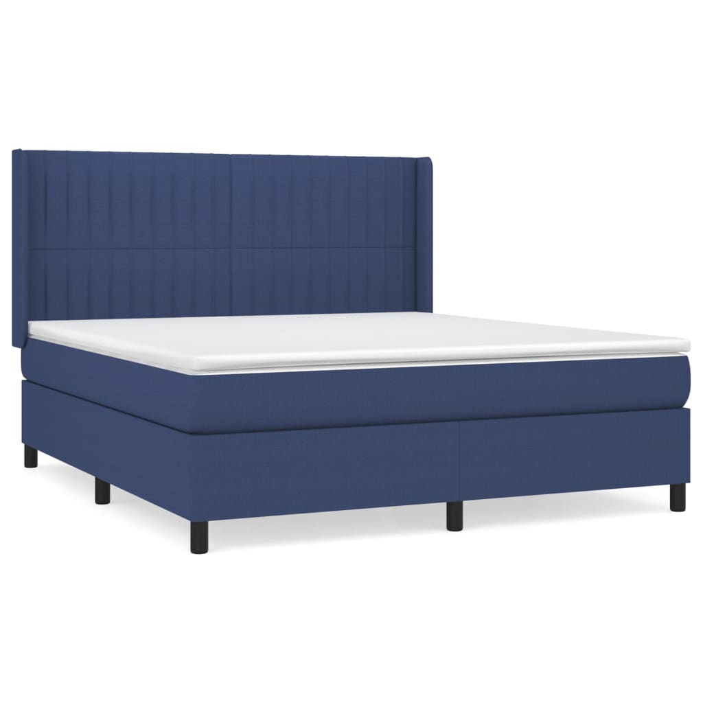 vidaXL Sommier à lattes de lit avec matelas Bleu 180x200 cm Tissu