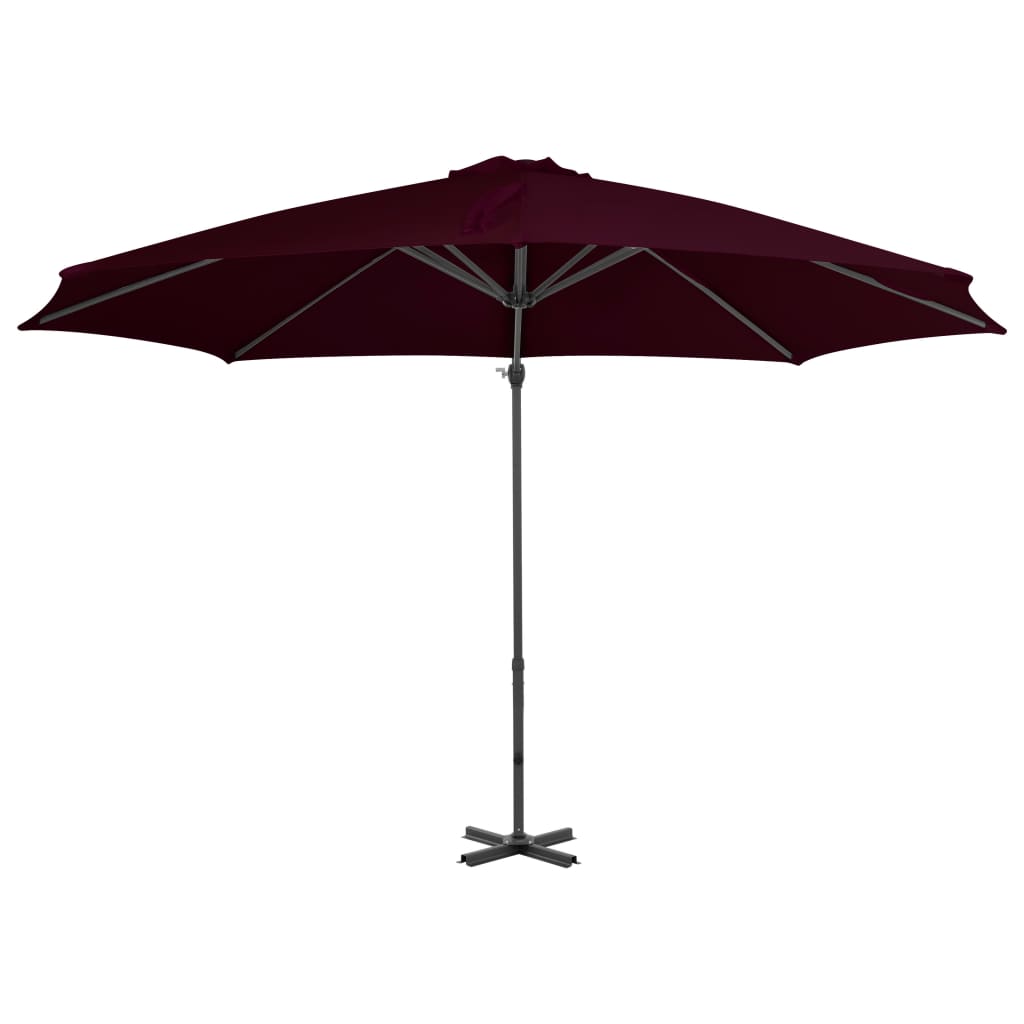 vidaXL Parasol de jardin en porte-à-faux avec mât en aluminium rouge