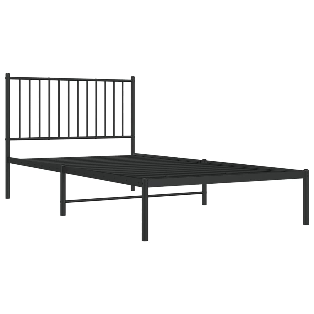 vidaXL Cadre de lit métal sans matelas avec tête de lit noir 100x200cm