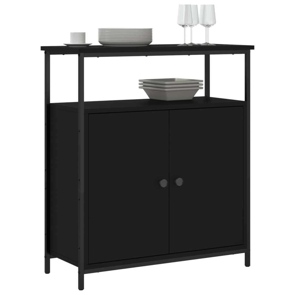 vidaXL Buffet noir 70x30x80 cm bois d'ingénierie