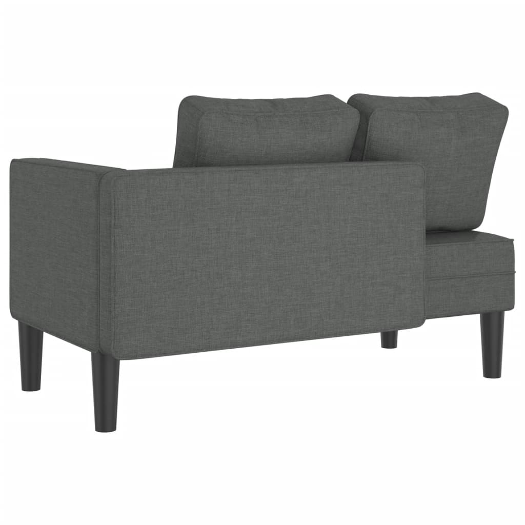 vidaXL Chaise longue avec coussins gris foncé tissu