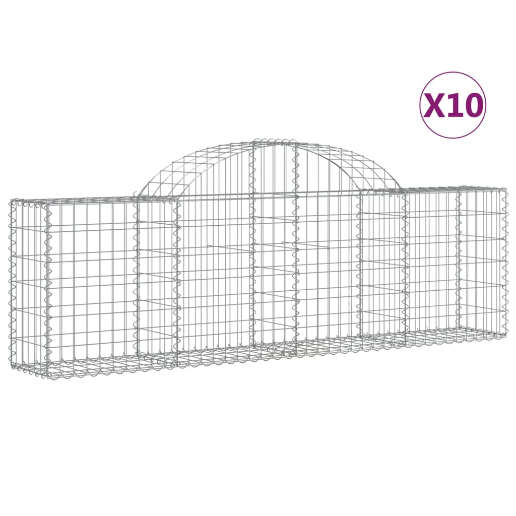 vidaXL Paniers à gabions arqués 10 pcs 200x30x60/80 cm Fer galvanisé