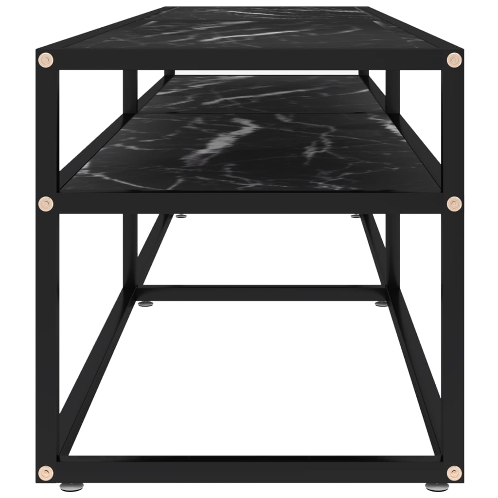 vidaXL Meuble TV Marbre noir 160x40x40,5 cm Verre trempé