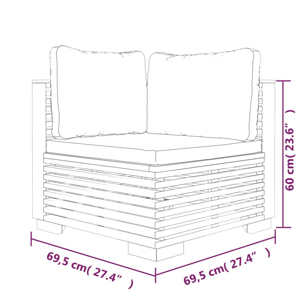 vidaXL Salon de jardin 8 pcs avec coussins Bois de teck solide