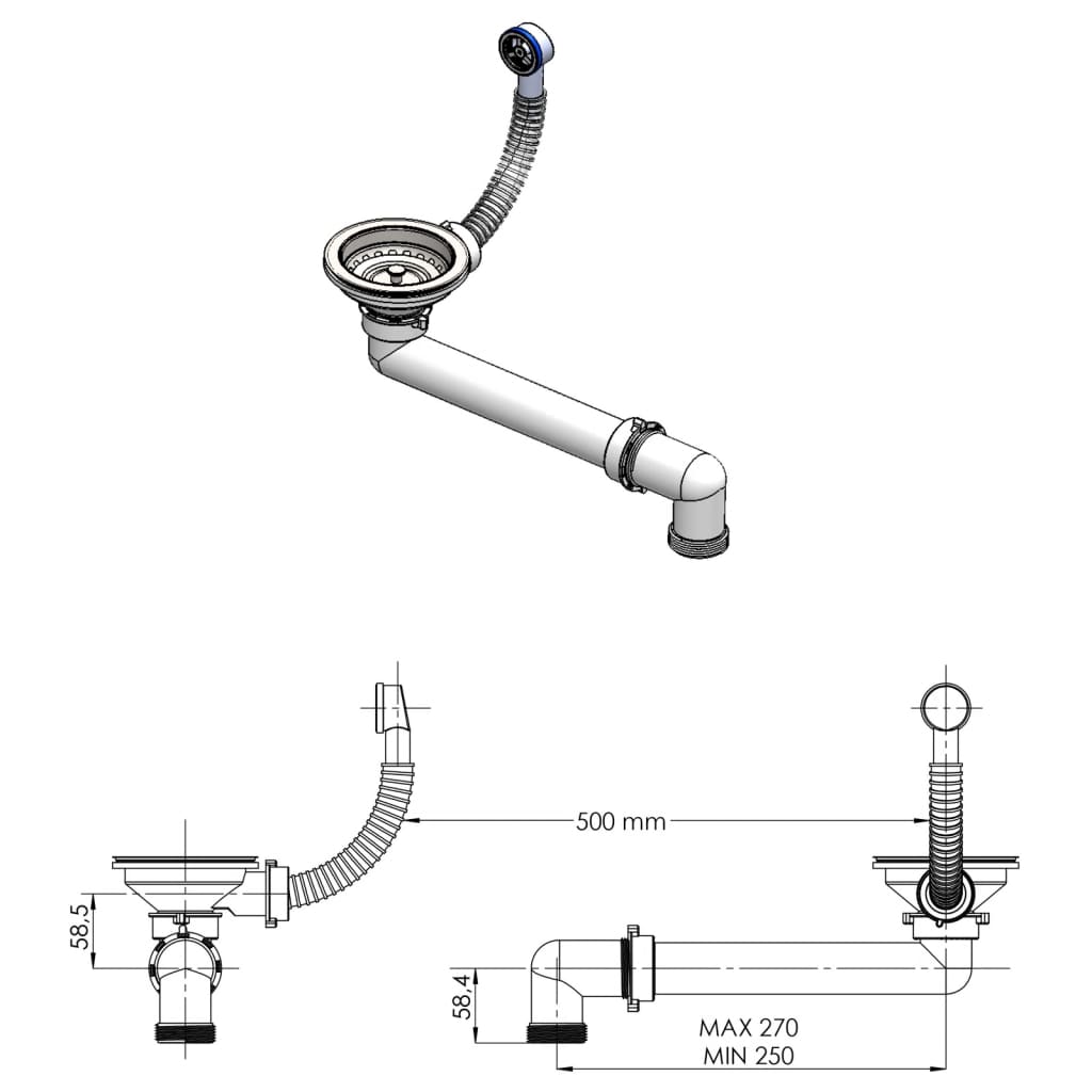 vidaXL Évier de cuisine Granit Seul lavabo Beige