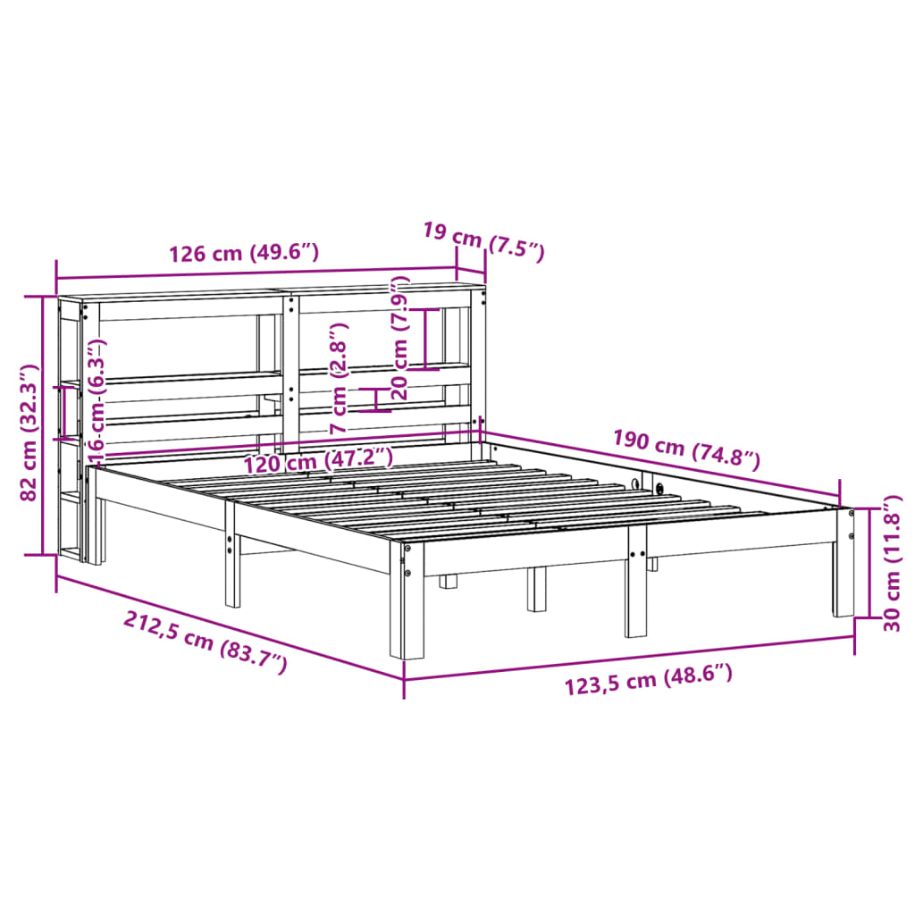 vidaXL Cadre de lit avec tête de lit sans matelas blanc 120x190 cm