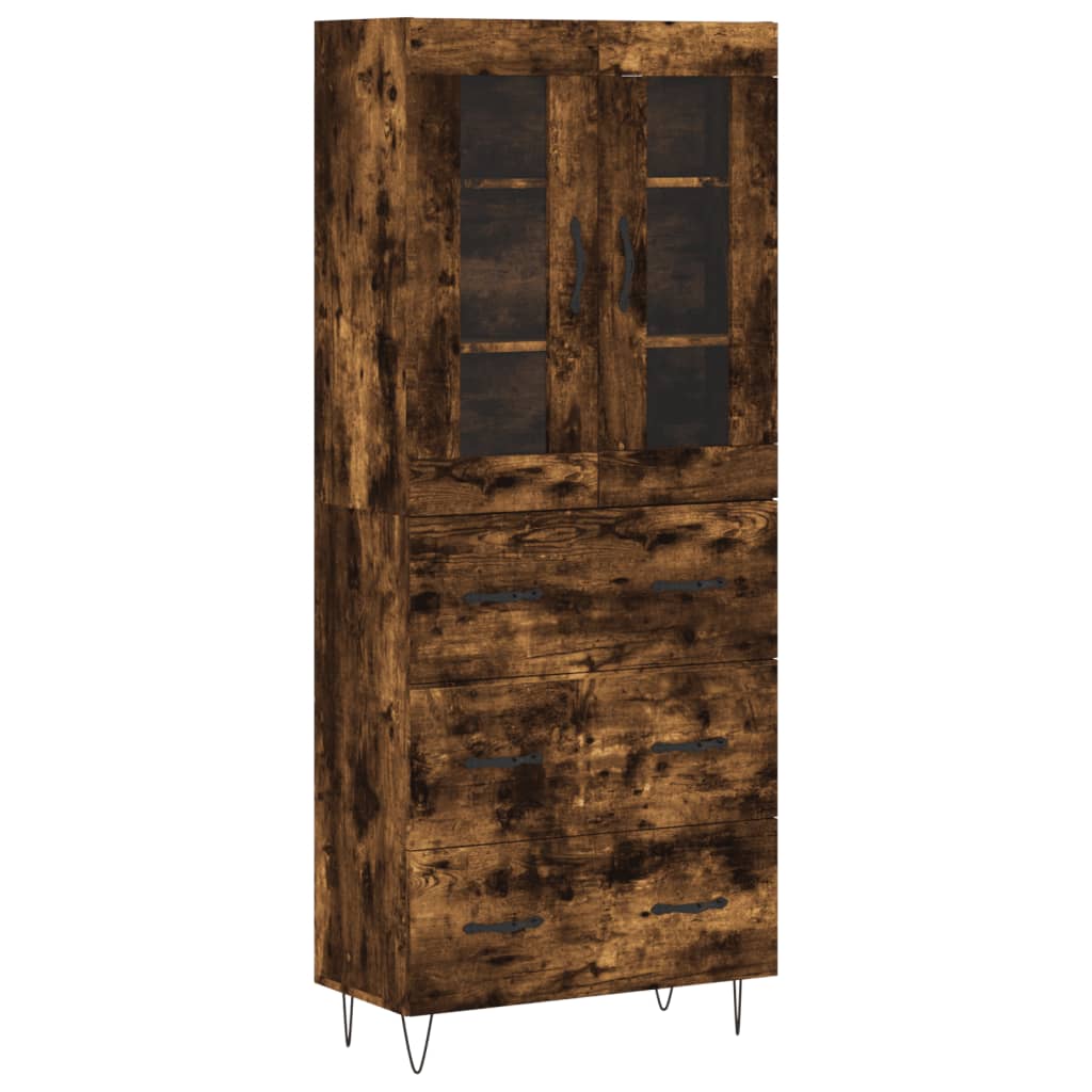 vidaXL Buffet haut Chêne fumé 69,5x34x180 cm Bois d'ingénierie