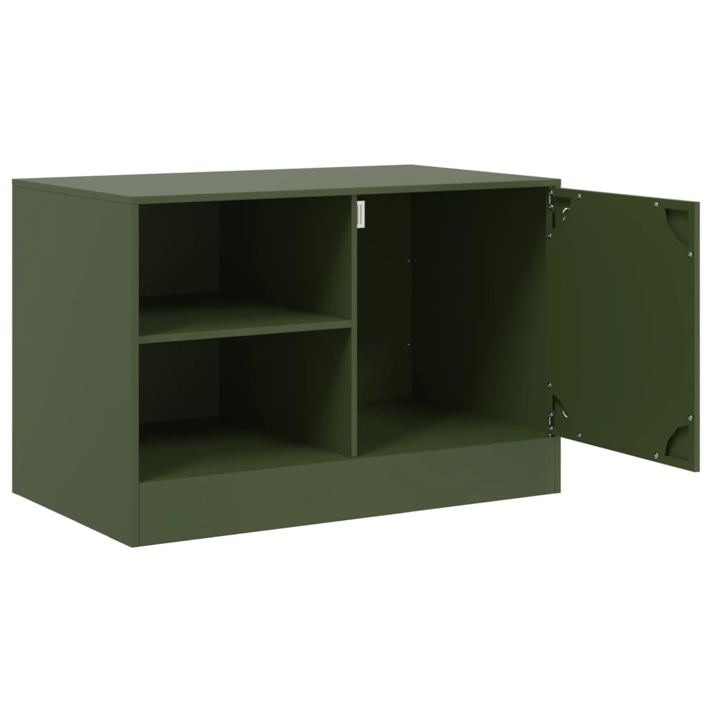 vidaXL Meuble TV vert olive 67x39x44 cm acier