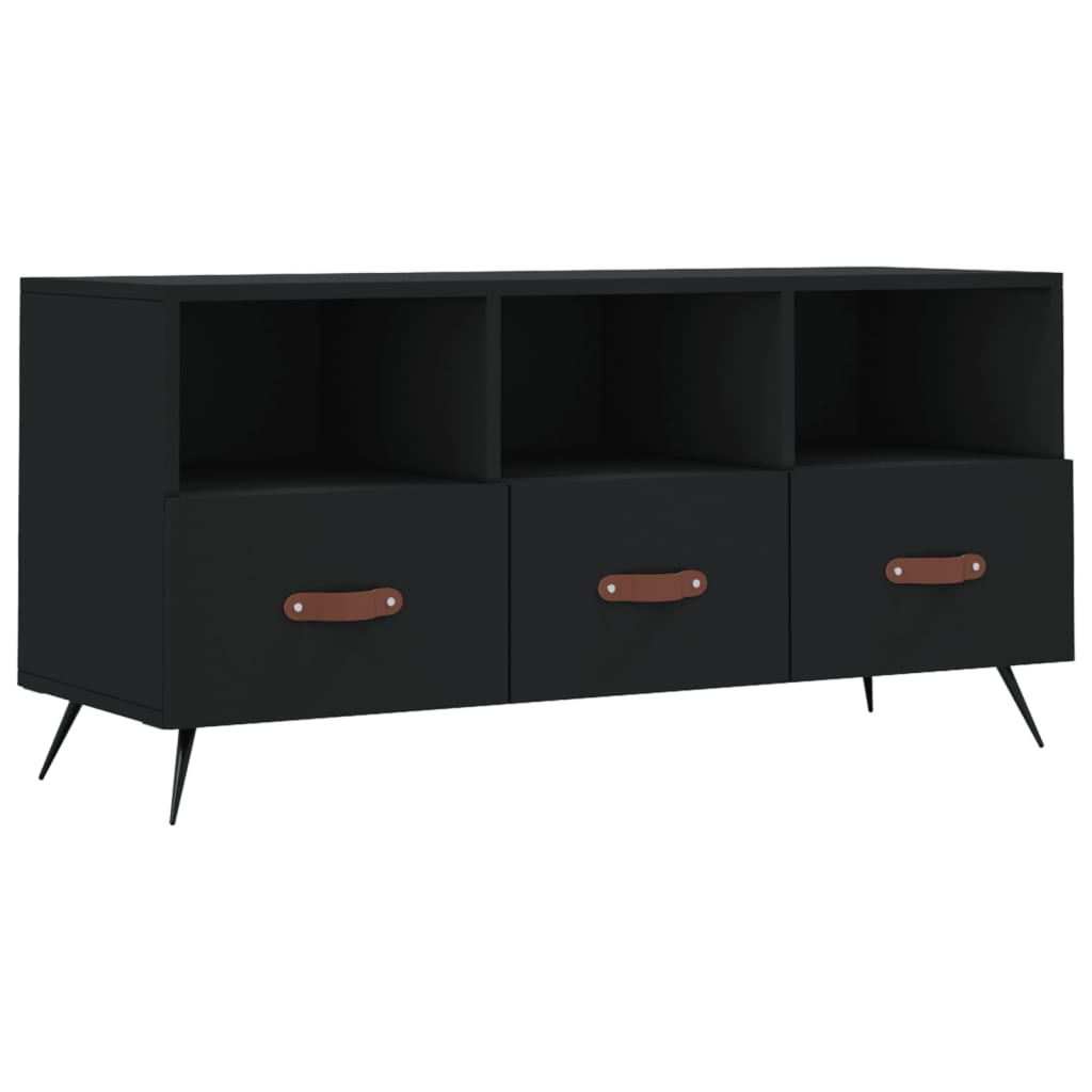 vidaXL Meuble TV noir 102x36x50 cm bois d'ingénierie