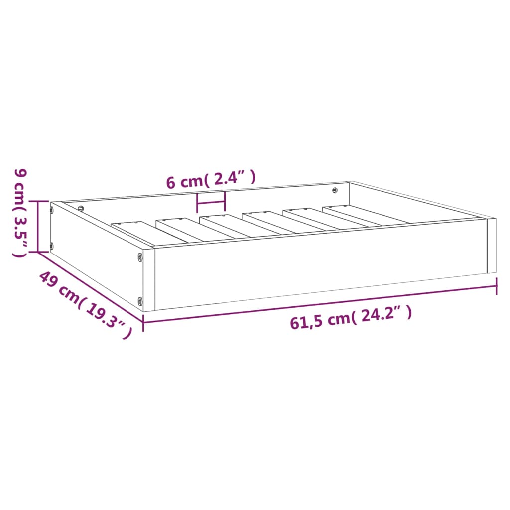 vidaXL Lit pour chien Gris 61,5x49x9 cm Bois de pin solide