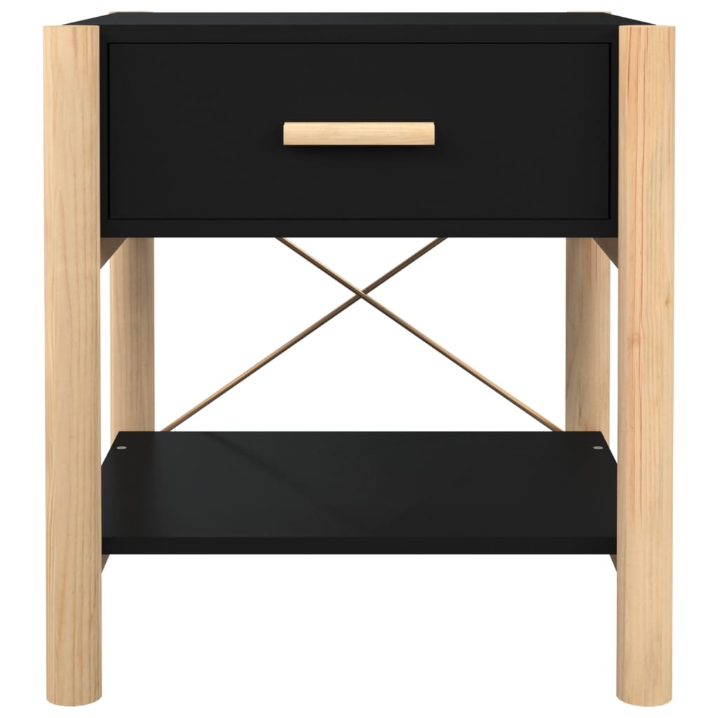 vidaXL Tables de chevet 2 pcs Noir 42x38x45 cm Bois d’ingénierie