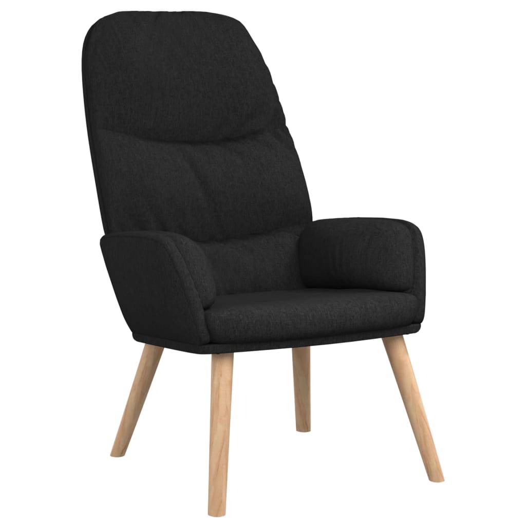 vidaXL Chaise de relaxation avec tabouret Noir Tissu