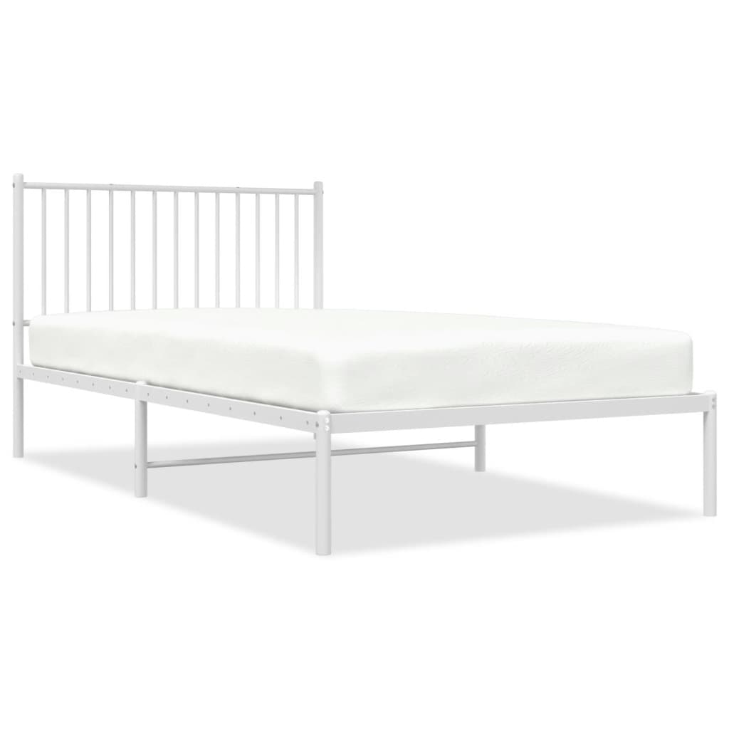 vidaXL Cadre de lit métal sans matelas et tête de lit blanc 107x203 cm