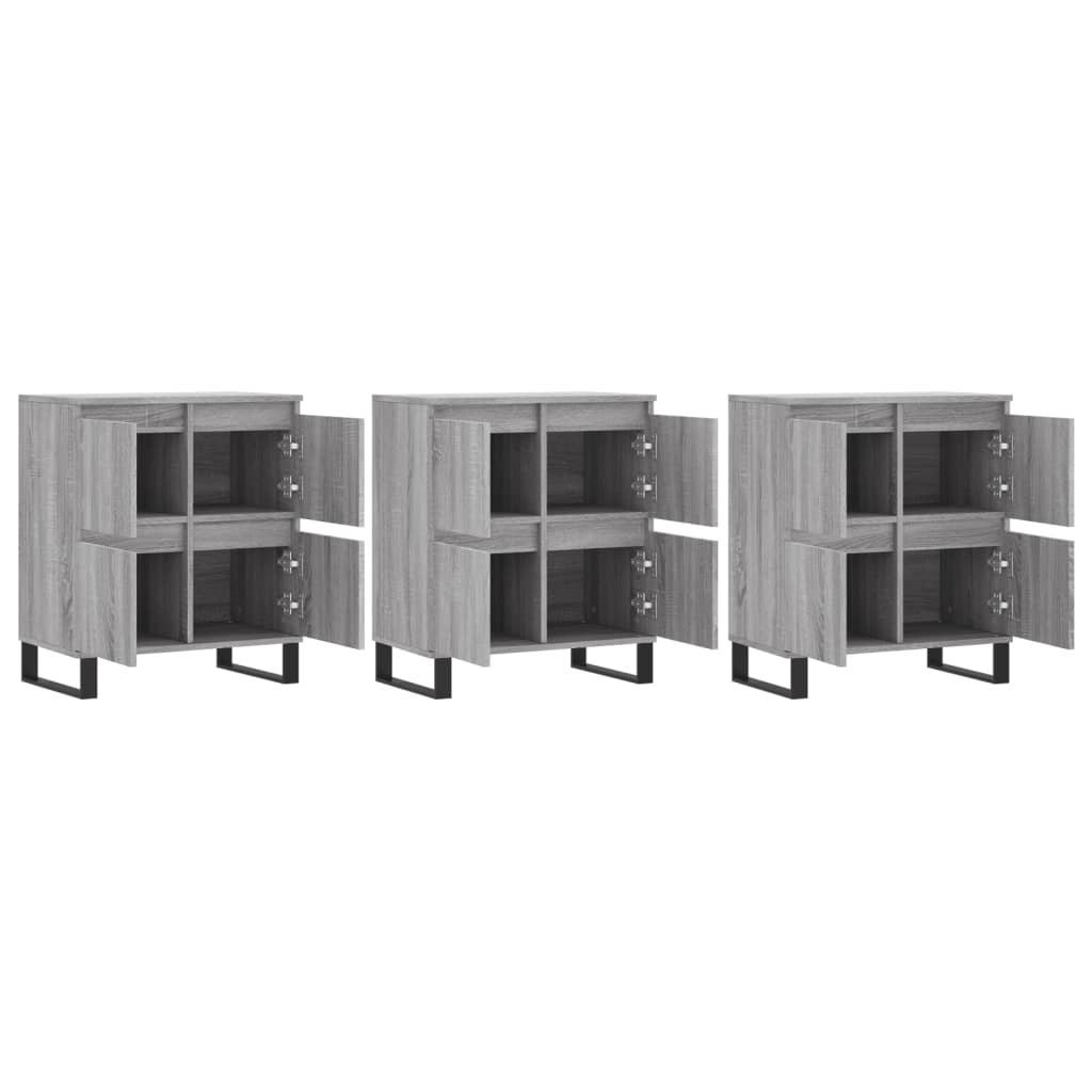 vidaXL Buffets 3 pcs Sonoma gris Bois d'ingénierie