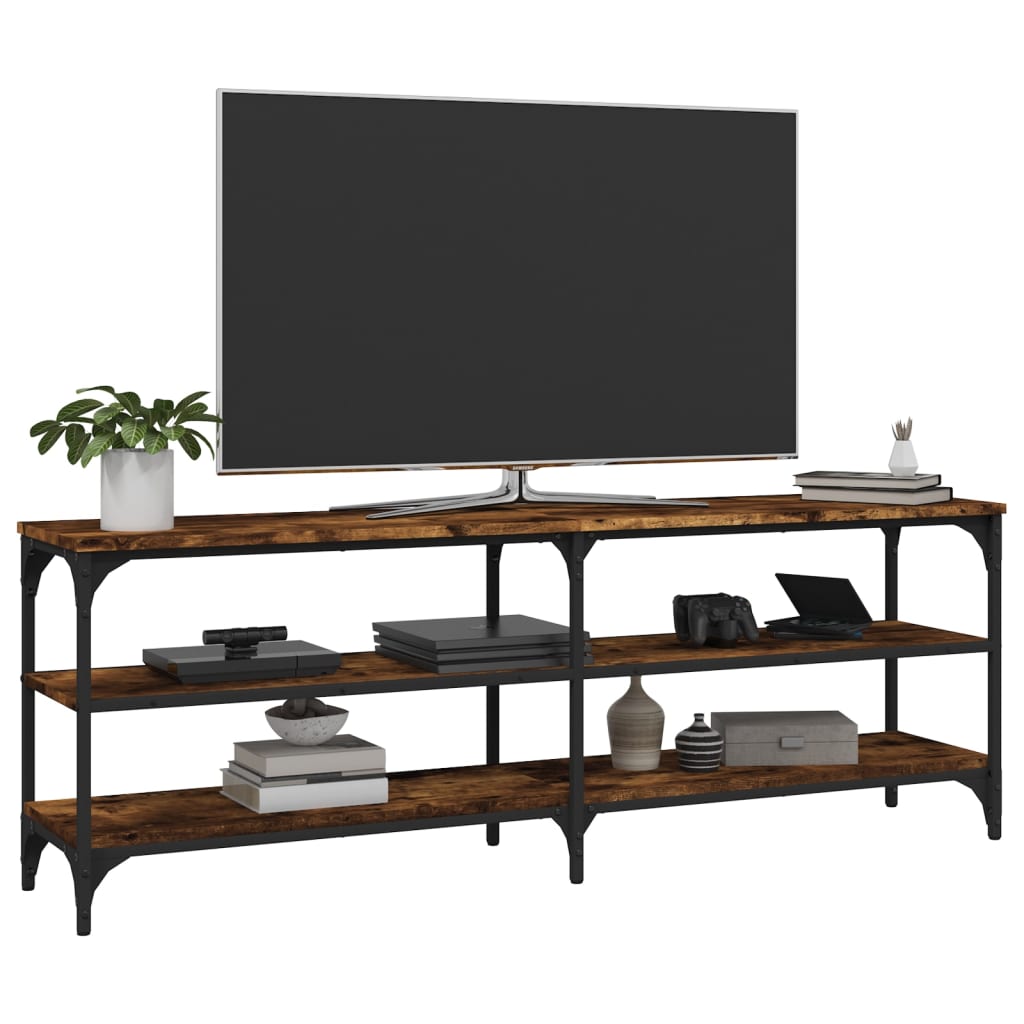 vidaXL Meuble TV chêne fumé 140x30x50 cm bois d'ingénierie