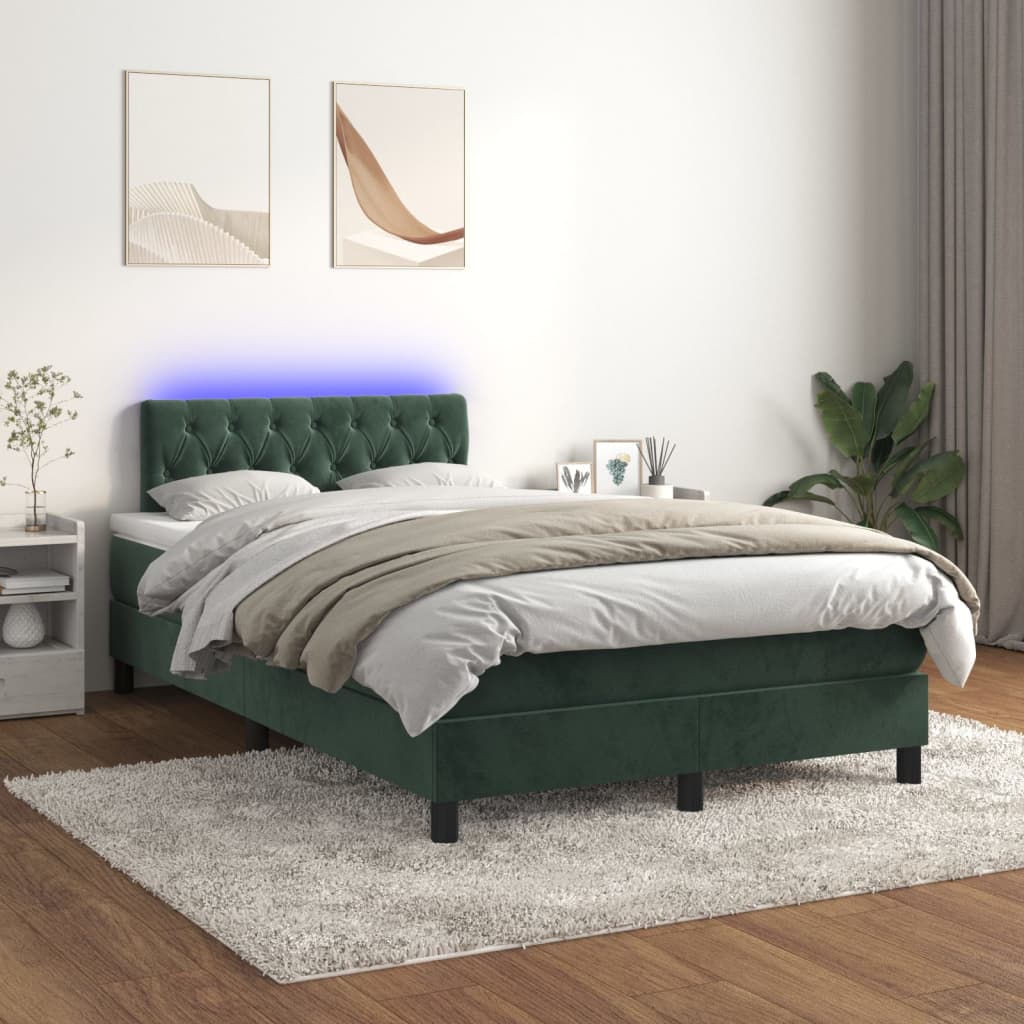 vidaXL Sommier à lattes de lit avec matelas LED Vert foncé 120x200 cm