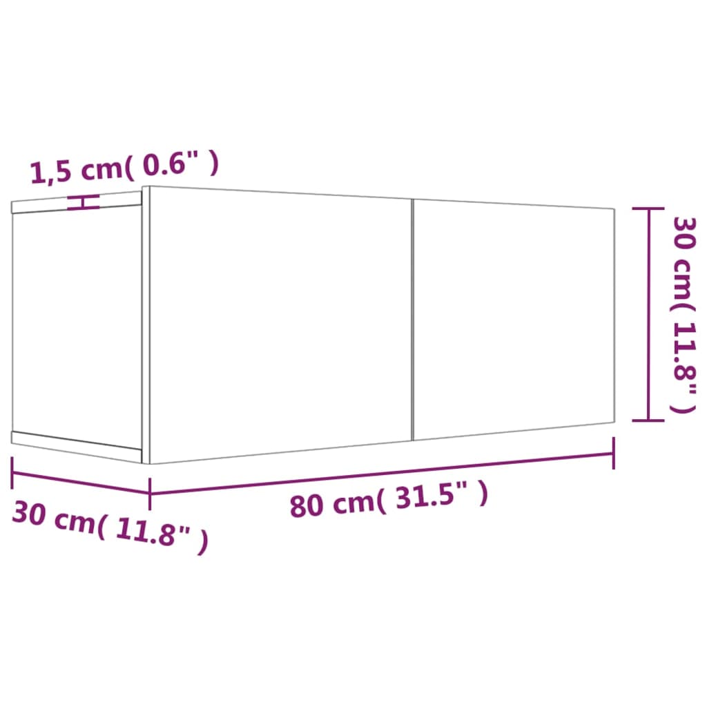 vidaXL Meuble TV chêne fumé 80x30x30 cm bois d'ingénierie