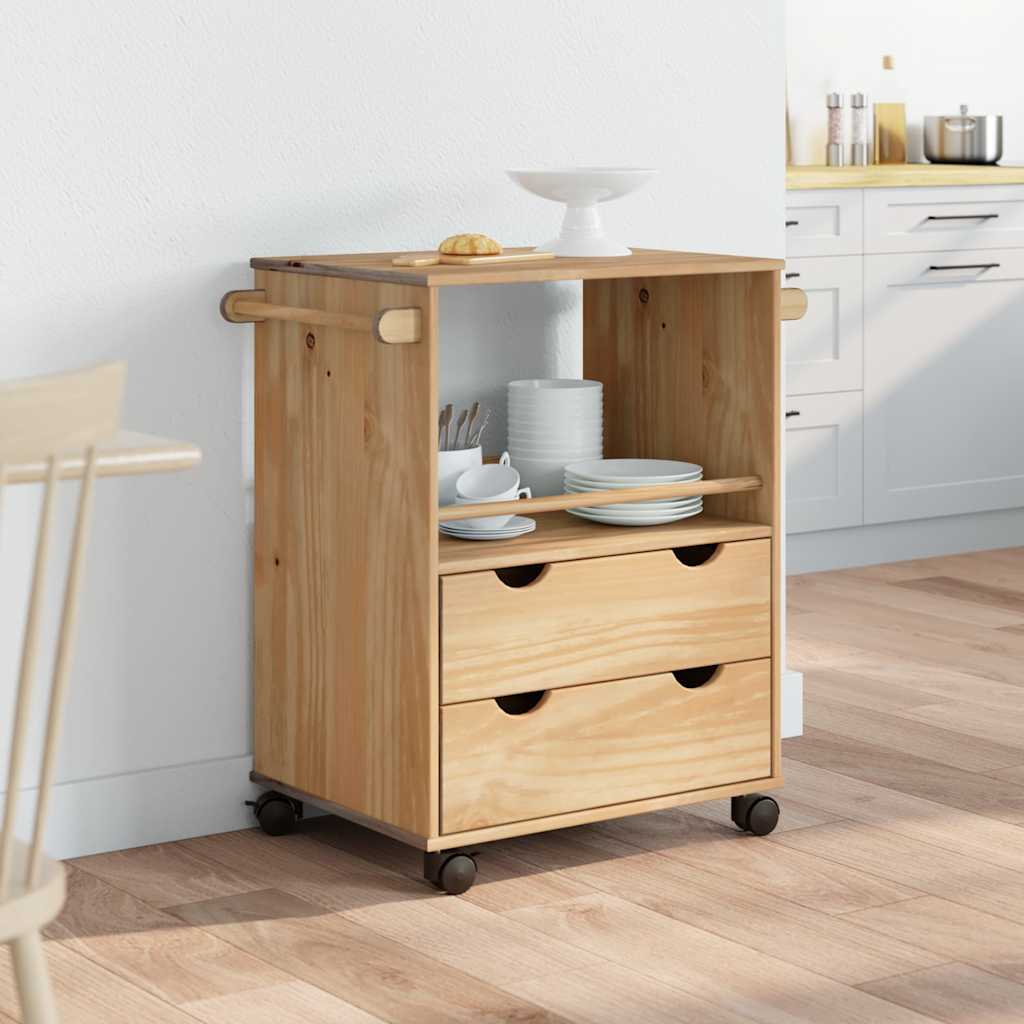 vidaXL Chariot de cuisine OTTA 59x45x80 cm bois massif de pin