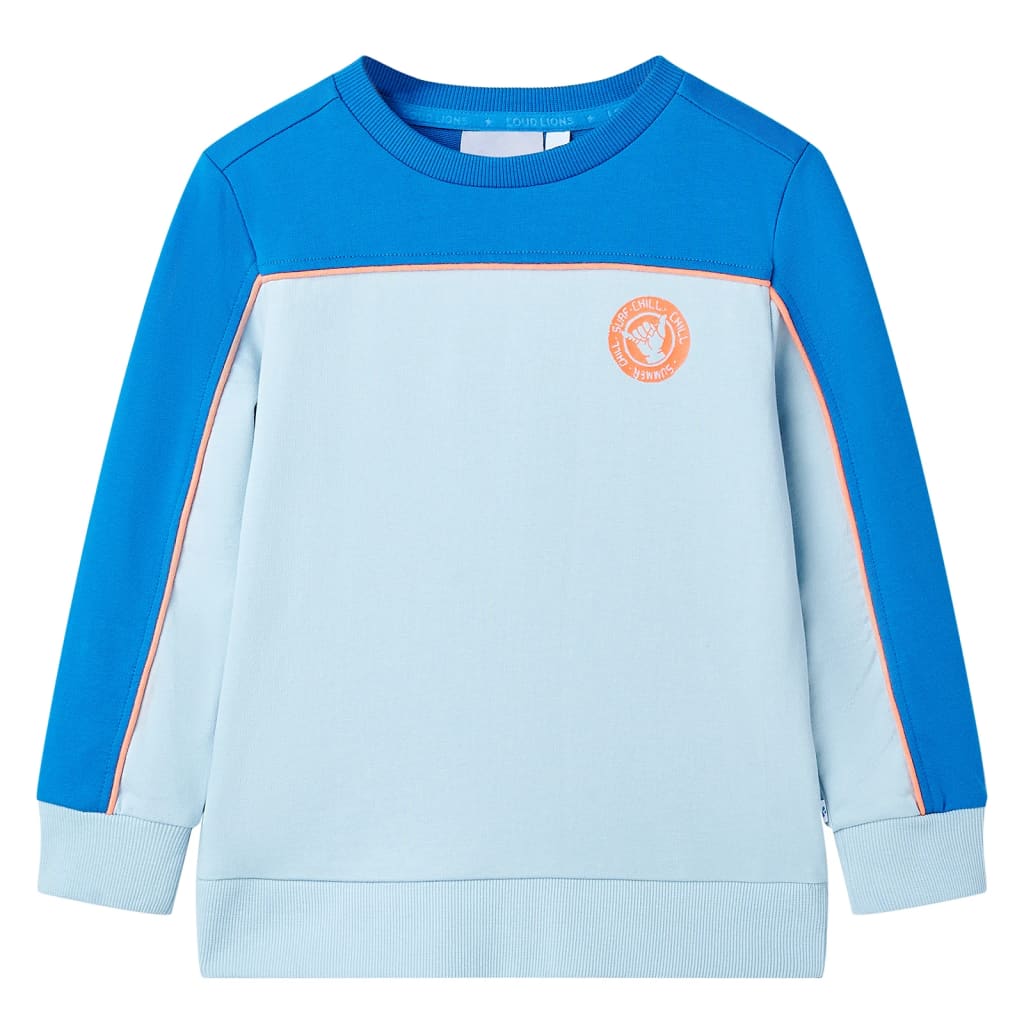 Sweatshirt pour enfants bleu vif et bleu clair 116