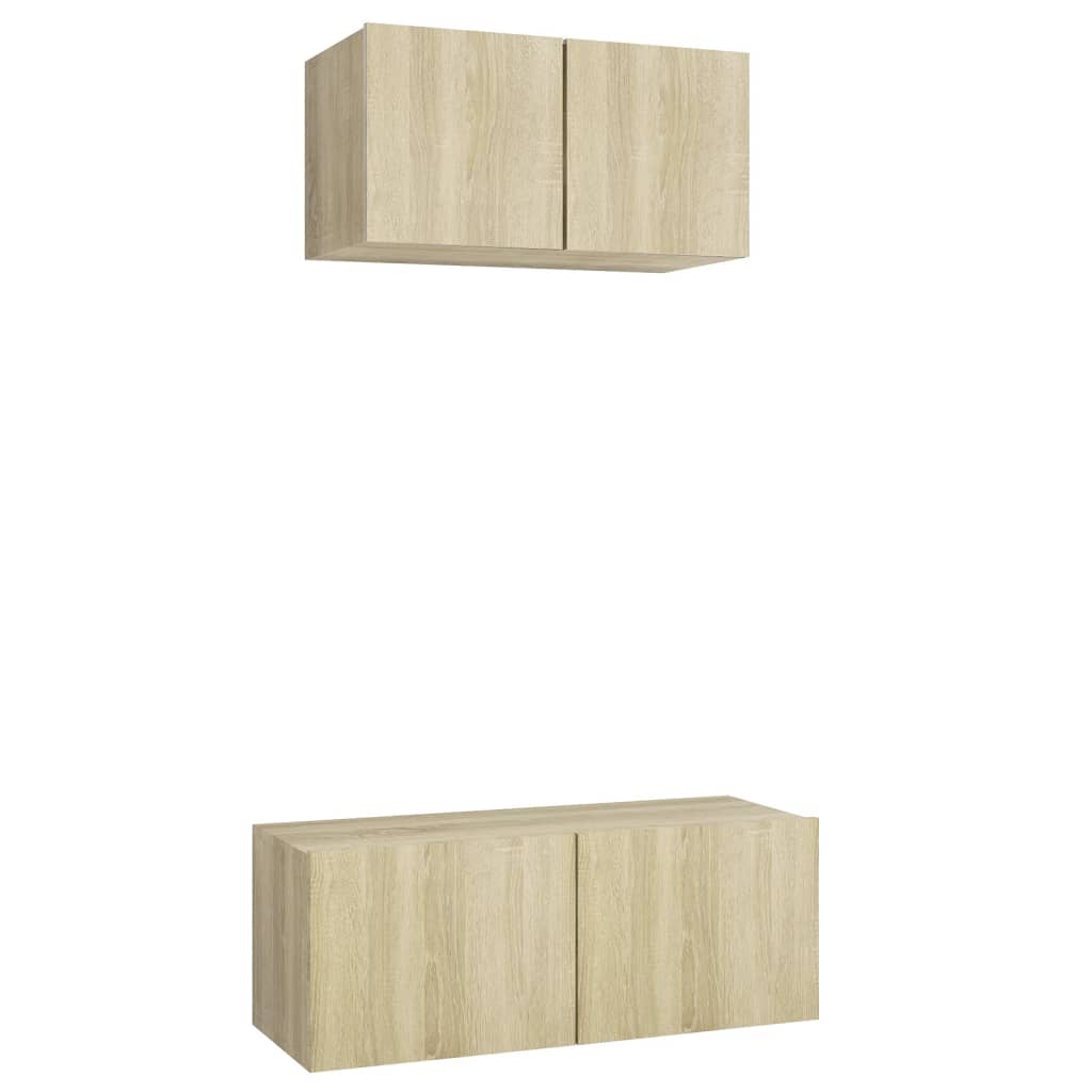 vidaXL Ensemble de meuble TV 2 pcs Chêne sonoma Bois d'ingénierie