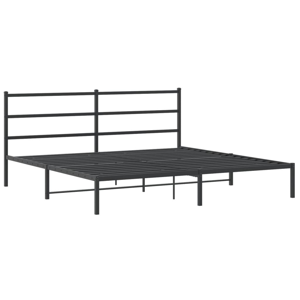 vidaXL Cadre de lit métal sans matelas avec tête de lit noir 200x200cm