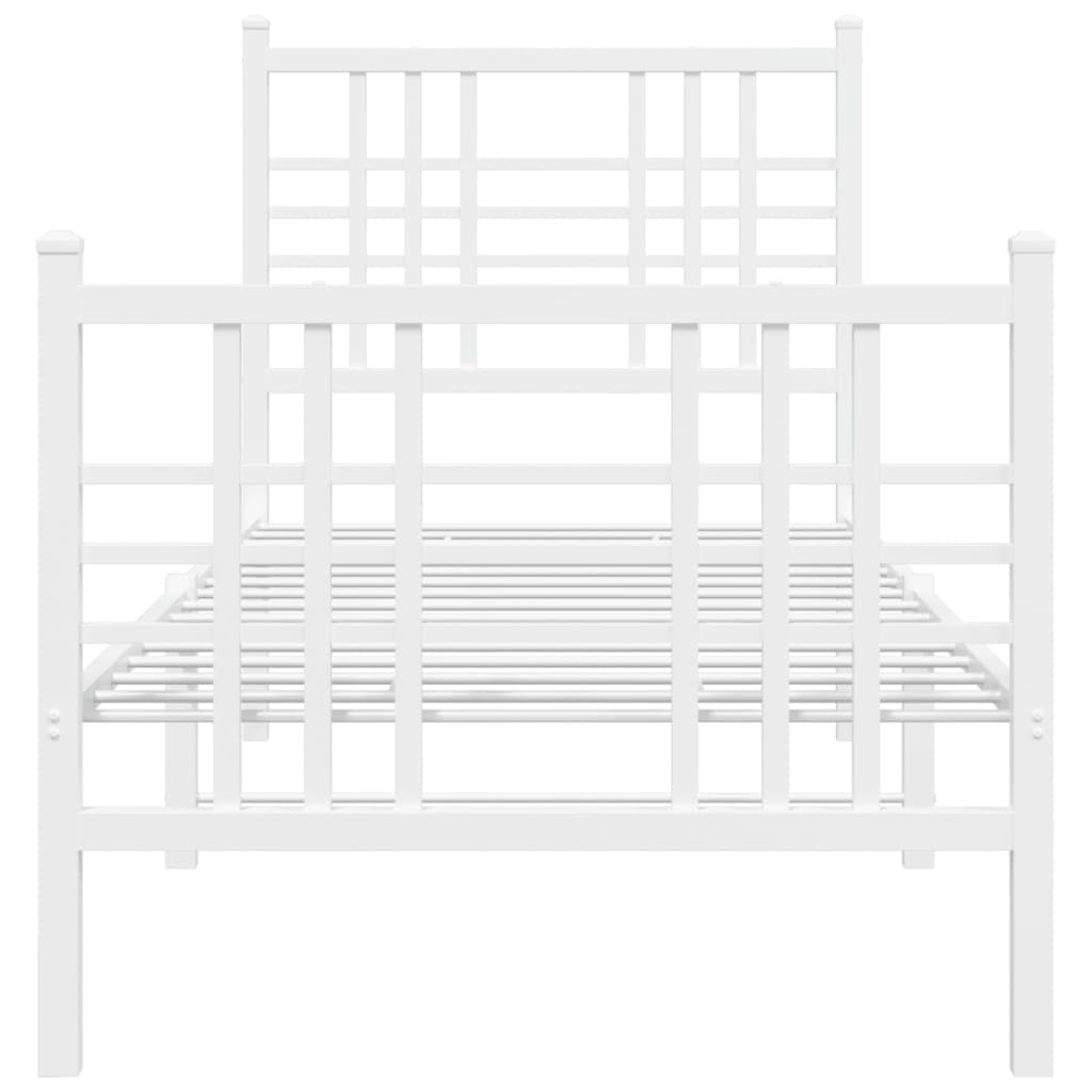 vidaXL Cadre de lit métal sans matelas avec pied de lit blanc 80x200cm