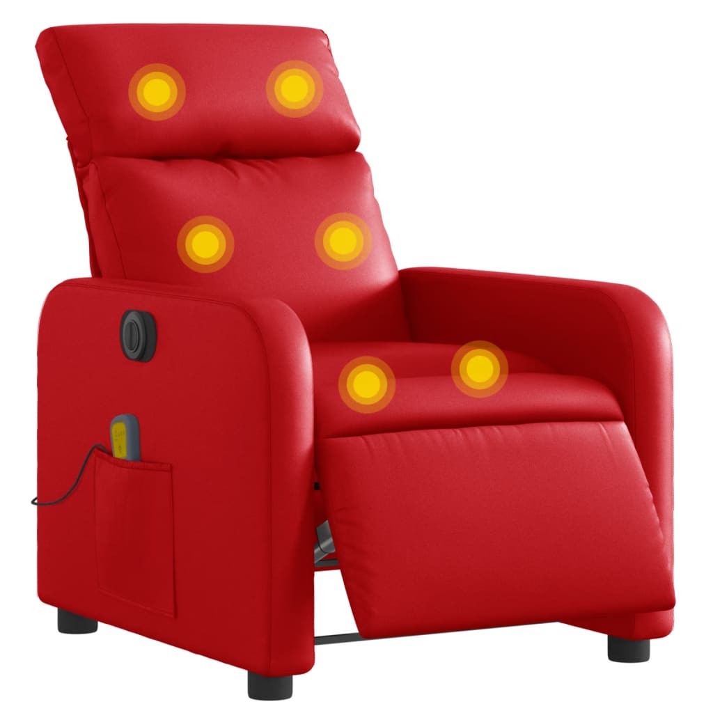 vidaXL Fauteuil de massage inclinable électrique rouge similicuir