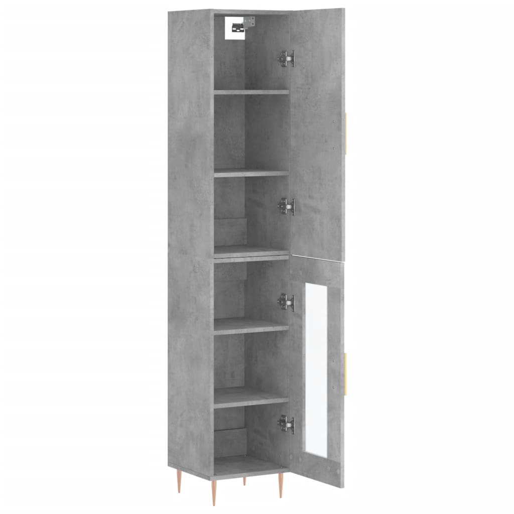 vidaXL Buffet haut Gris béton 34,5x34x180 cm Bois d'ingénierie