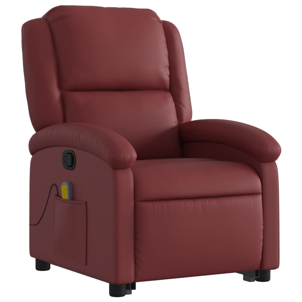 vidaXL Fauteuil inclinable de massage Rouge bordeaux Similicuir