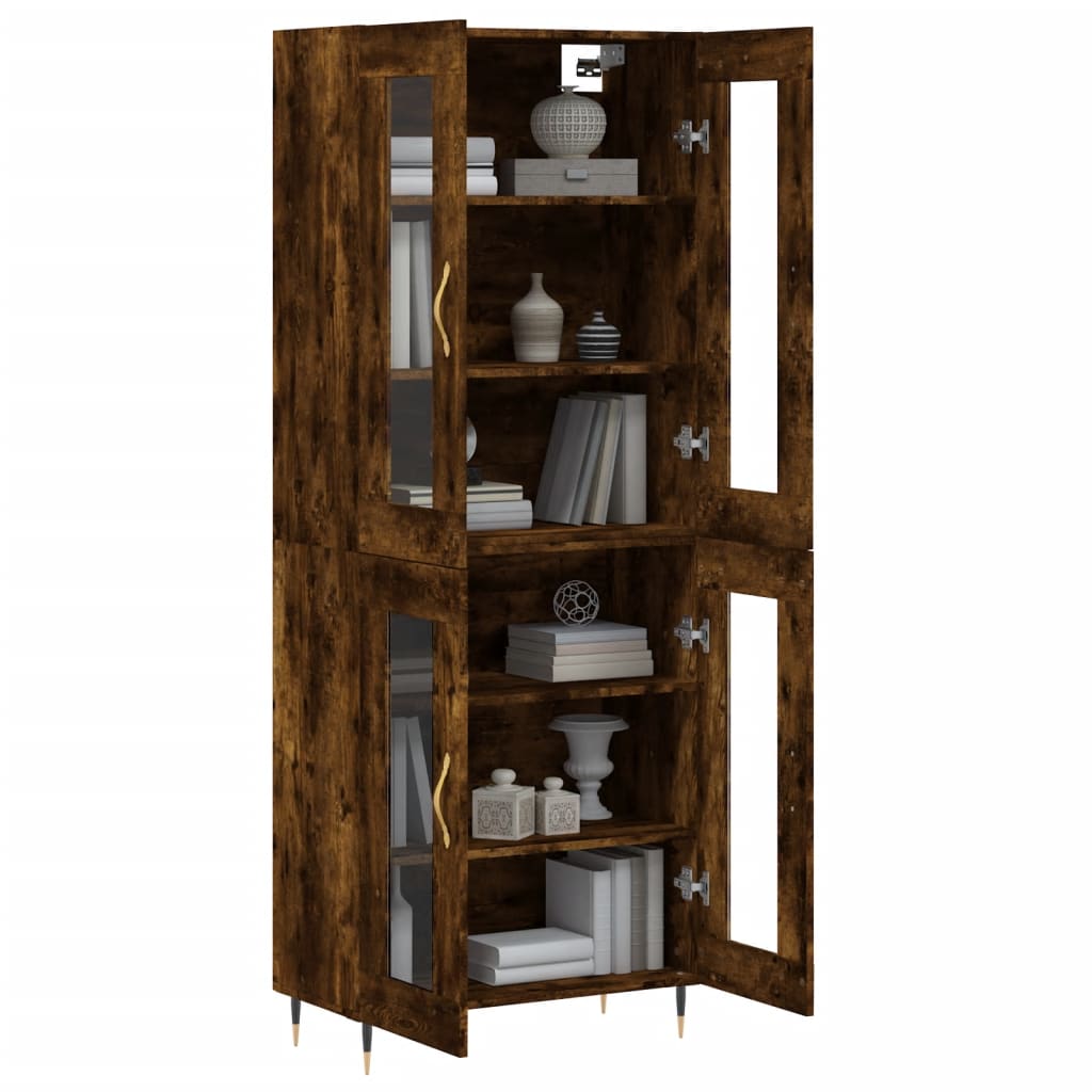 vidaXL Buffet haut Chêne fumé 69,5x34x180 cm Bois d'ingénierie