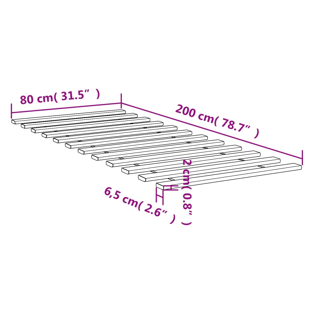 vidaXL Lattes de lit 80x200 cm bois de pin massif