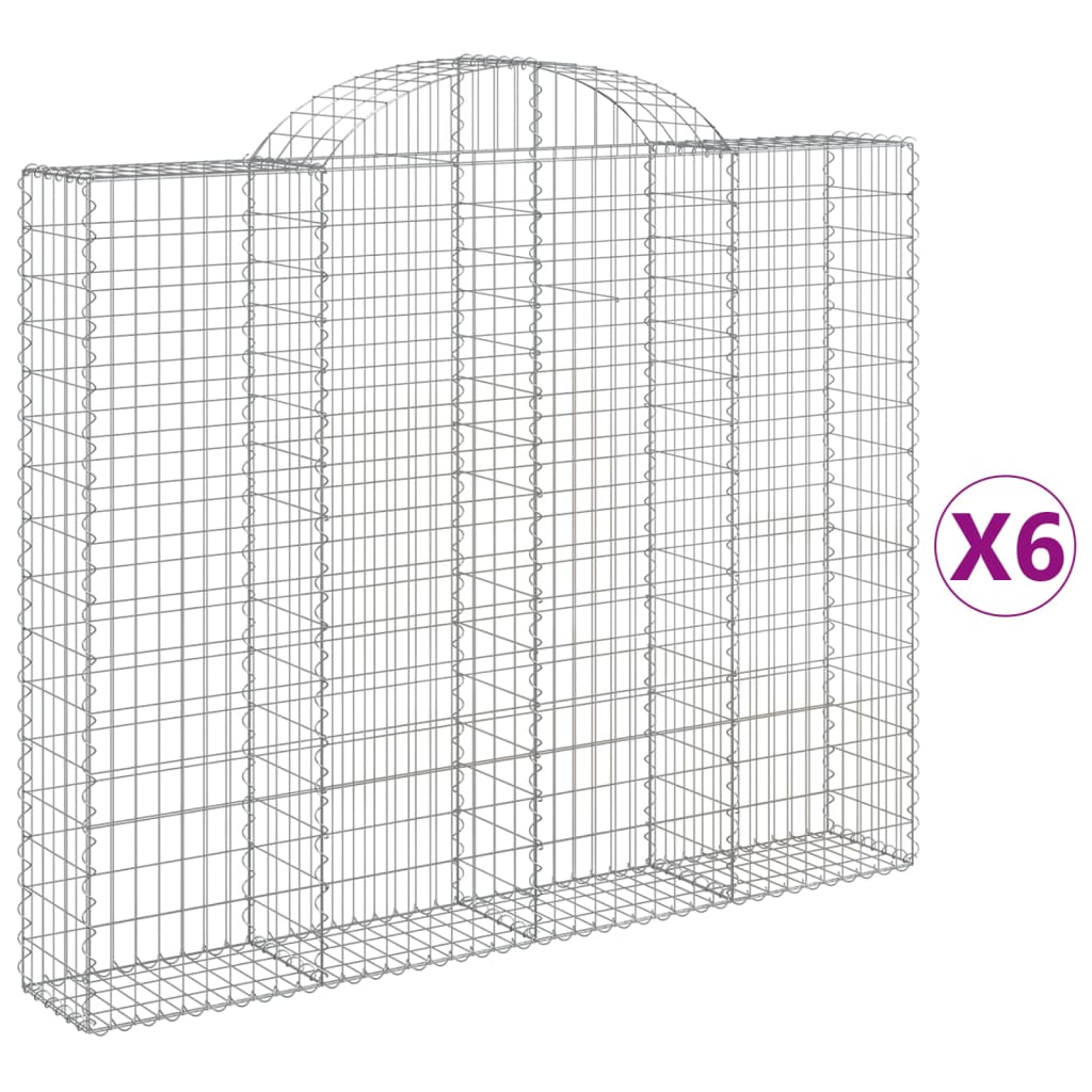 vidaXL Paniers à gabions arqués 6 pcs 200x30x160/180 cm Fer galvanisé