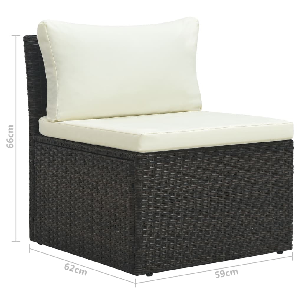 vidaXL Salon de jardin 4 pcs avec coussins Résine tressée Marron