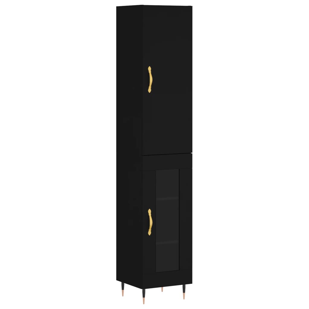 vidaXL Buffet haut Noir 34,5x34x180 cm Bois d'ingénierie