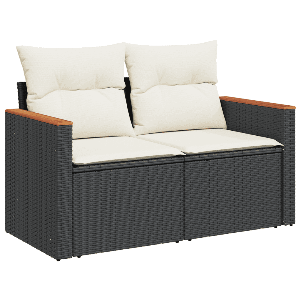 vidaXL Salon de jardin 5 pcs avec coussins noir résine tressée