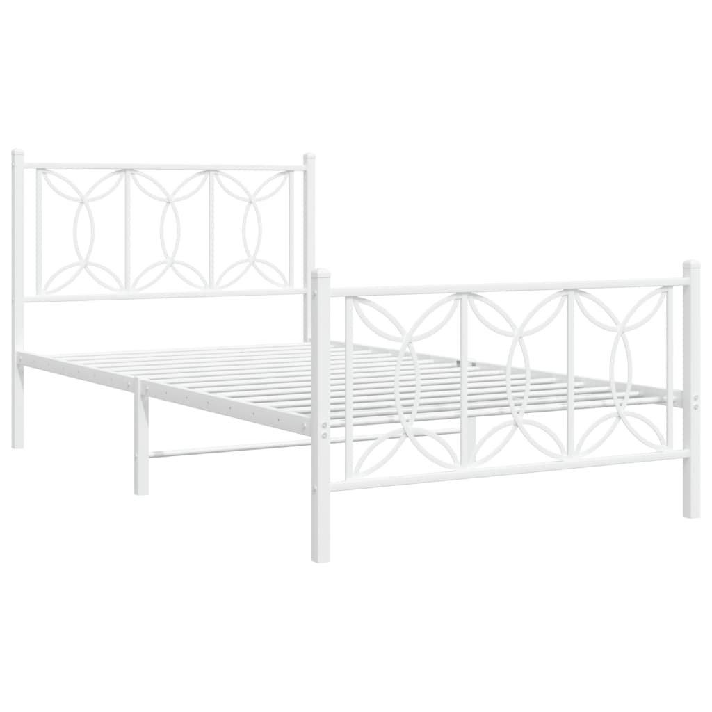 vidaXL Cadre de lit métal sans matelas et pied de lit blanc 100x200 cm