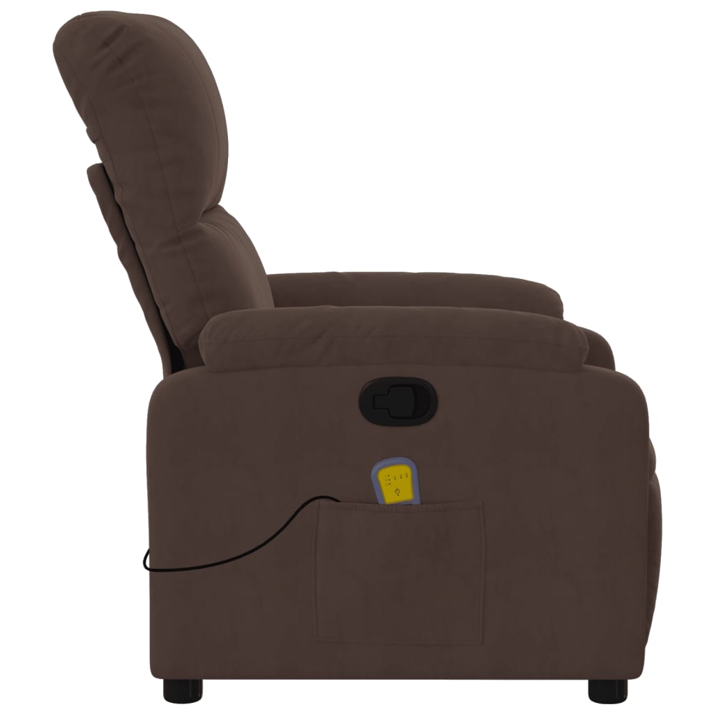 vidaXL Fauteuil inclinable de massage marron tissu microfibre