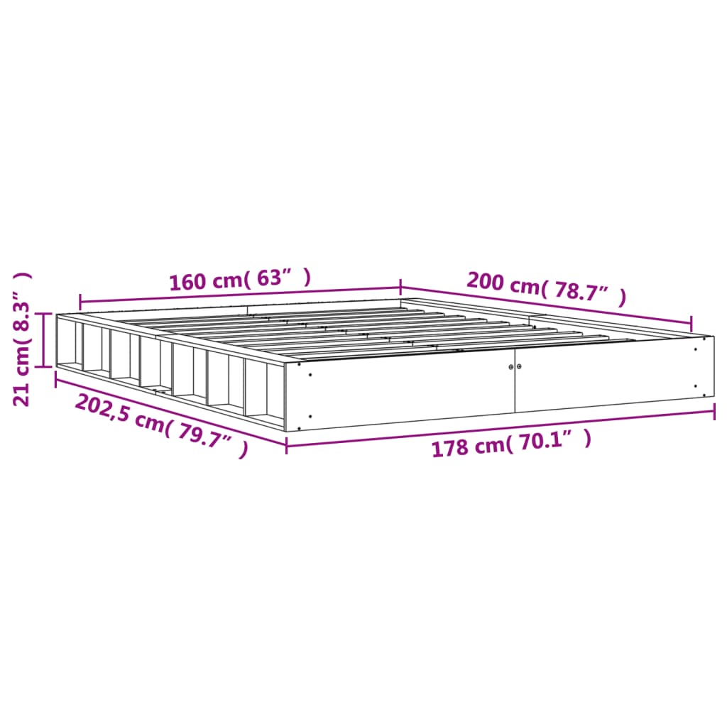 vidaXL Cadre de lit sans matelas cire marron 160x200cm bois pin massif